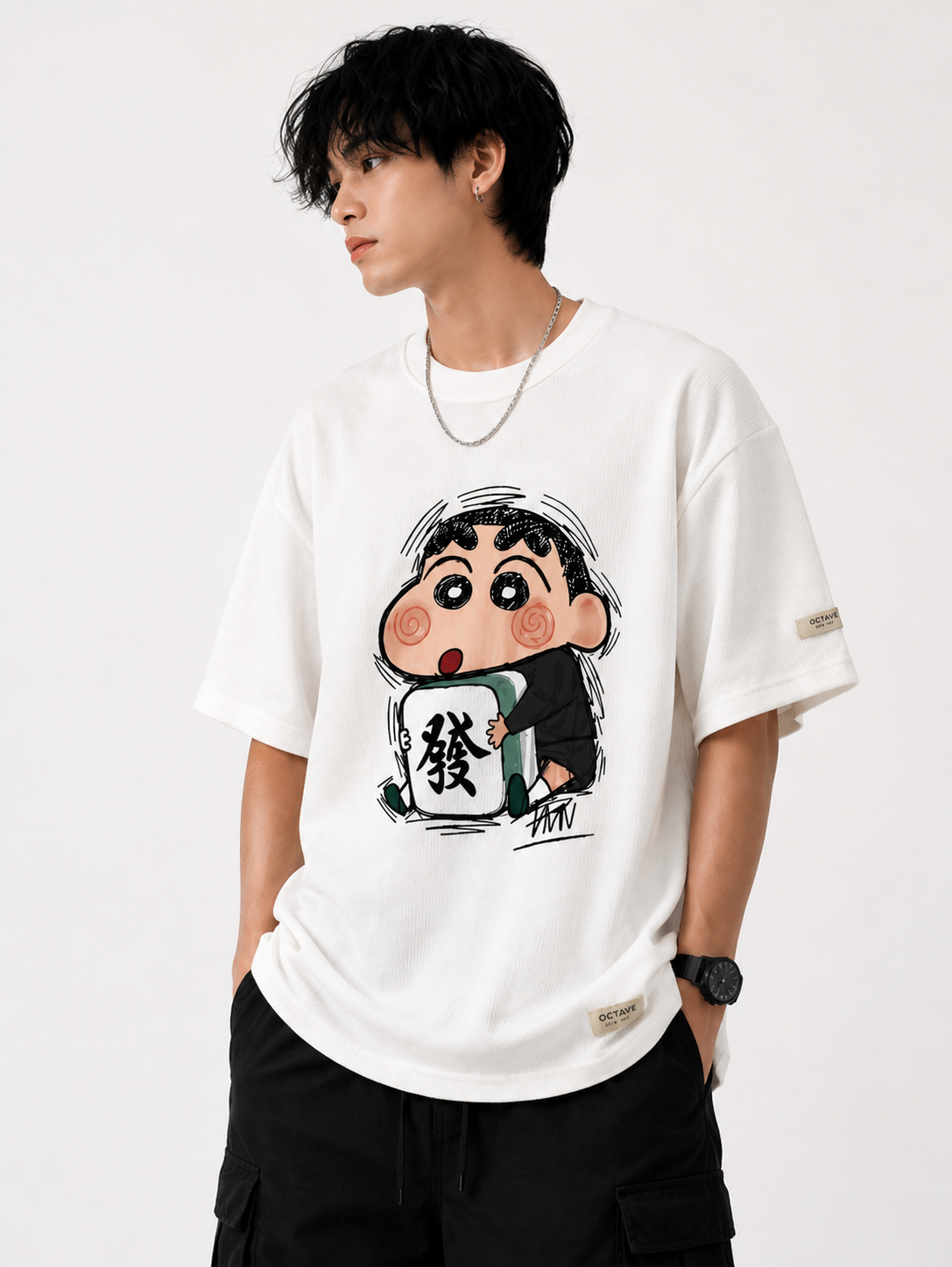 Shinchan Graphic Oversized White T-Shirt | Premium Cotton Streetwear