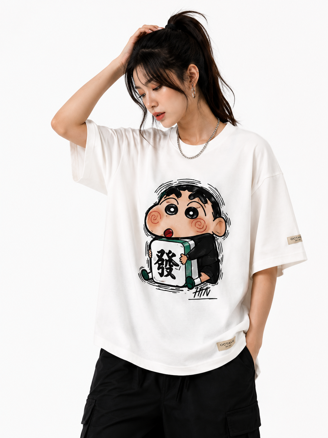Shinchan Graphic Oversized White T-Shirt | Premium Cotton Streetwear