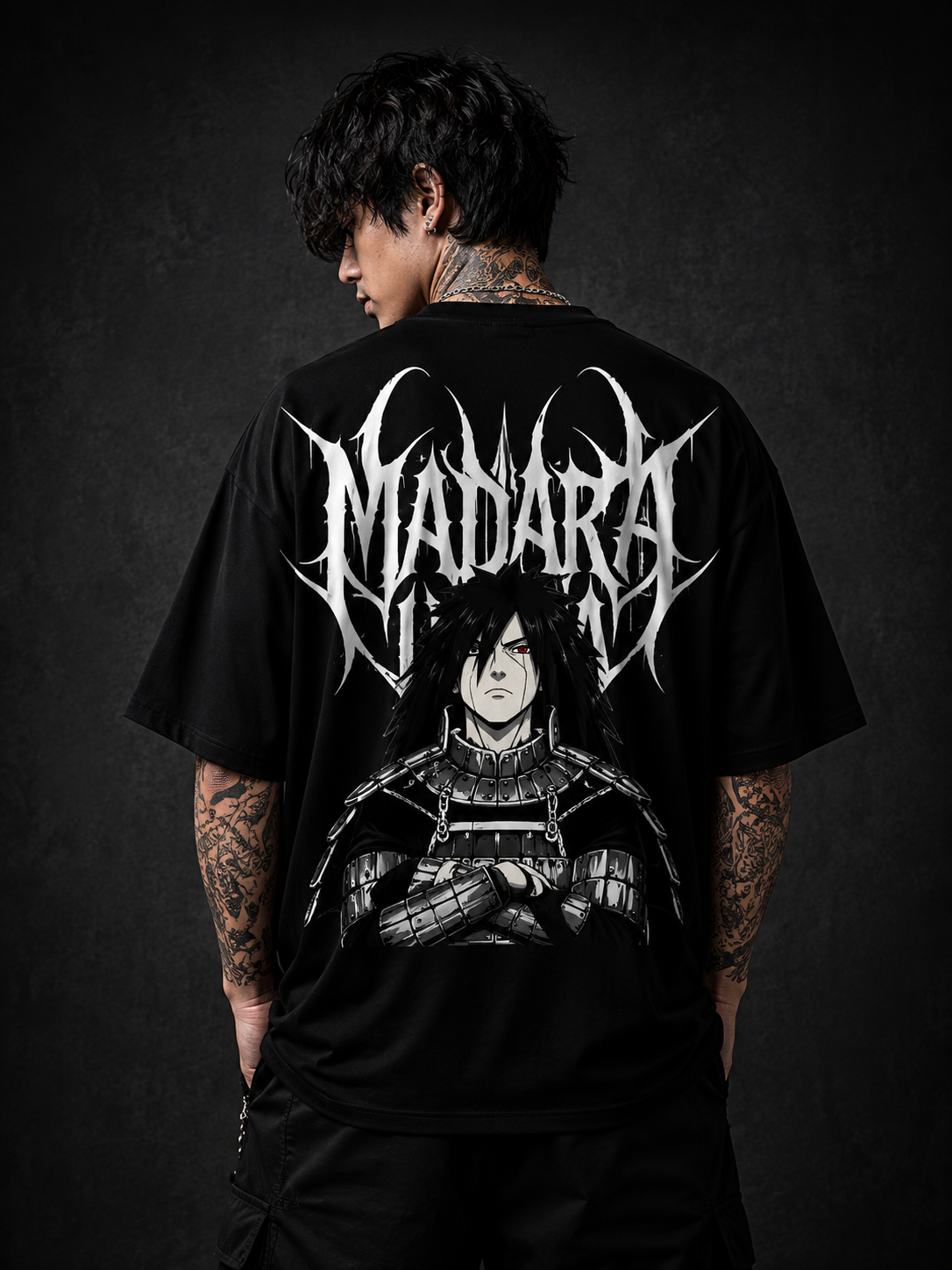 Madara Uchiha Anime Oversized Black T-Shirt | Premium Cotton Streetwear