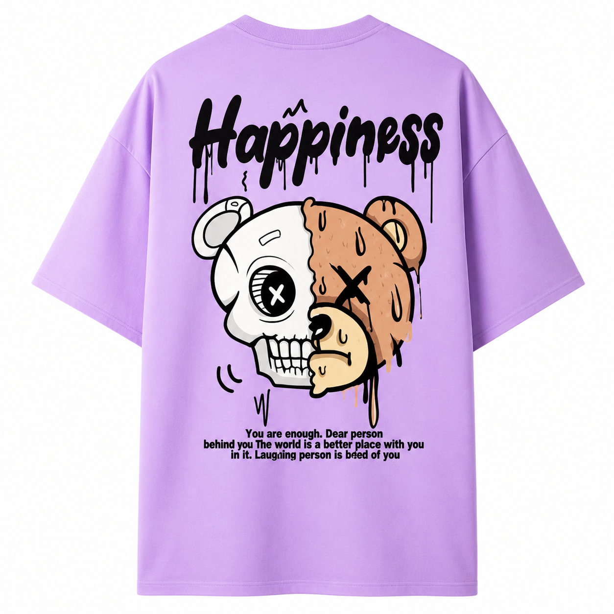 Unisex Oversized Graphic T-Shirt – Happiness Back Print